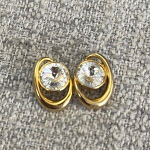 Elegant Gold and Silver Crystal Earrings